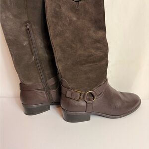 Cleo Chocolate Suede and Leather Heeled Boots